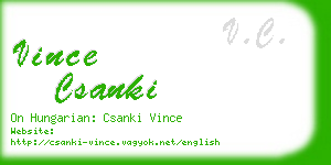 vince csanki business card